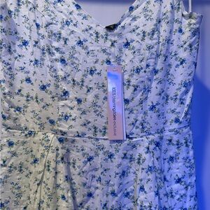 Aqua White and Blue Floral Women's Shorts